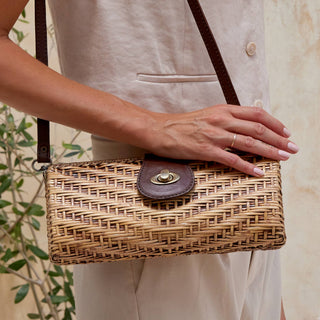 The Winding Road - Rattan Convertable Clutch with Removable Leather Strap