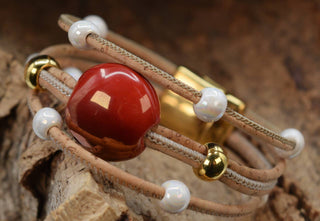 Red and White Beaded Bracelet