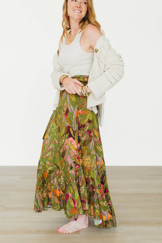 Winton and Waits - Featherington 3-Way Wrap Skirt- Green