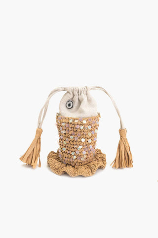 America & Beyond - Ocean Whimsy Raffia Fish Bag