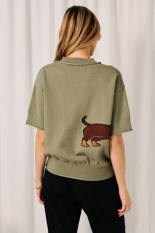 Weenie Dog Short Sleeve Sweater in Olive | Sunday Edition