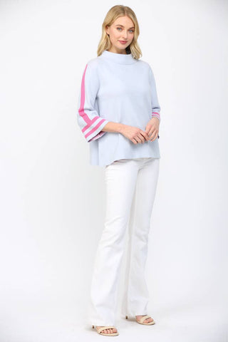 FATE - STRIPE MOCK NECK SWEATER