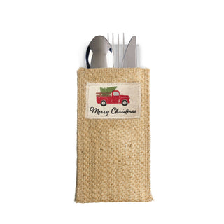 Vintage Christmas Truck Jute Silverware Holders – Set of 8