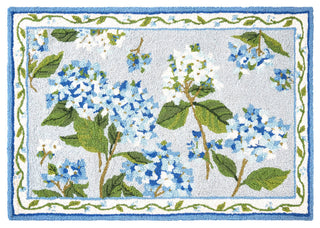 Peking Handicraft - Blue Hydrangea Hook Rug - Sally Eckman Roberts