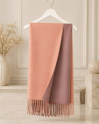 Designer House Reversible Two-Tone Fringe Shawl