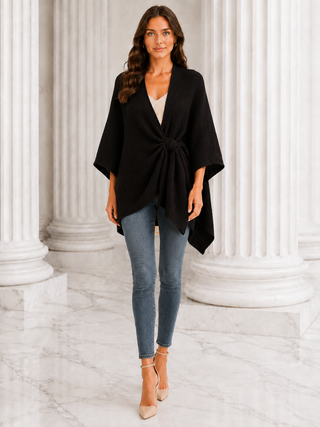Designer House Bubbled Knit Loop-Through Poncho