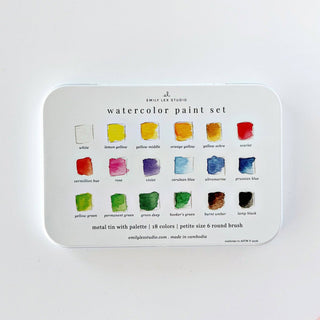 Emily Lex Studio Watercolor Paint Set | 18 Colors &amp; Brush