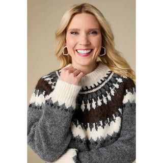 Coco + Carmen Perissa Fair Isle Mock Neck Sweater