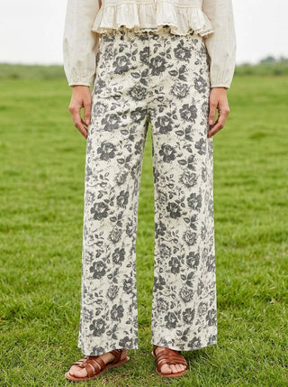 Vine & Love Floral Cropped High-Rise Stretch Jeans | VP83370
