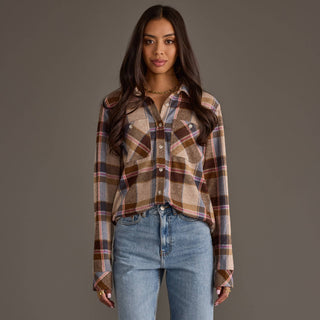 Brown, Blue & Pink Plaid Button-Up | Panache