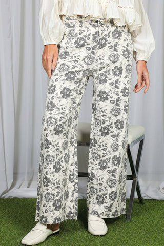 Vine & Love Floral Cropped High-Rise Stretch Jeans | VP83370