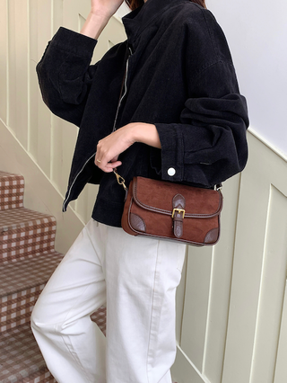 Suede-Like Microfiber Leather Shoulder/Crossbody Bag