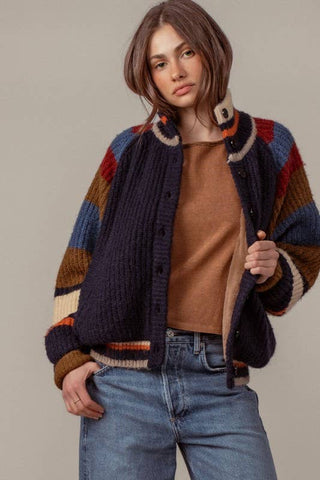 Urban Daizy - Chunky Rib-Knit Faux Fur Lined Cardigan