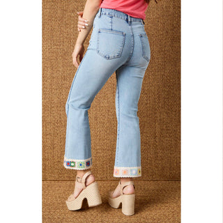 COCO + CARMEN - EverStretch Flare Crop with Crochet Floral Trim