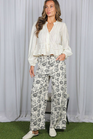 Vine & Love Floral Cropped High-Rise Stretch Jeans | VP83370