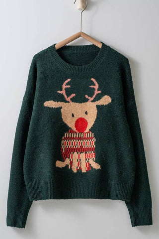 H GREEN Urban Daizy - Rudolph Reindeer Knit Crewneck Sweater