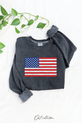 OAT COLLECTIVE - USA FLAG Mineral Graphic Sweatshirt