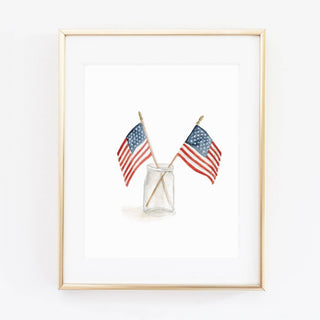 emily lex studio - Flags in mason jar watercolor wall art print