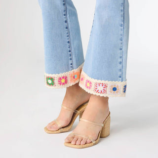 COCO + CARMEN - EverStretch Flare Crop with Crochet Floral Trim