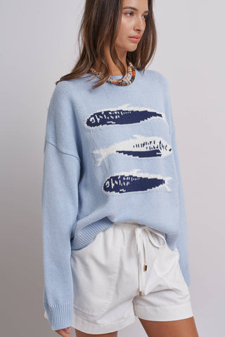 Urban Daizy - Graphic Oversized Drop-Shoulder Knit Sweater