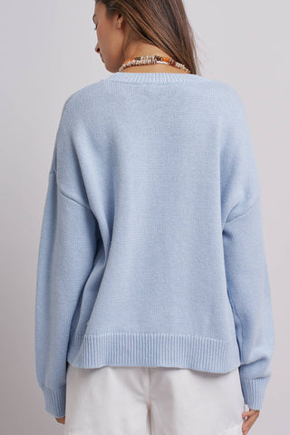 Urban Daizy - Graphic Oversized Drop-Shoulder Knit Sweater