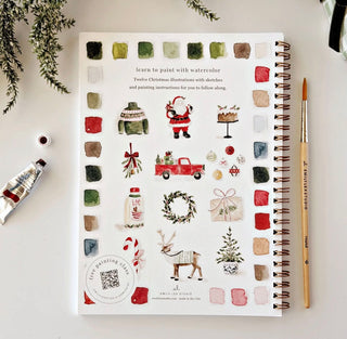Emily Lex Studio Christmas watercolor workbook with twelve festive illustrations