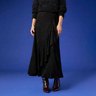 Coco + Carmen Canyon Faux Suede Ruffle Midi Skirt