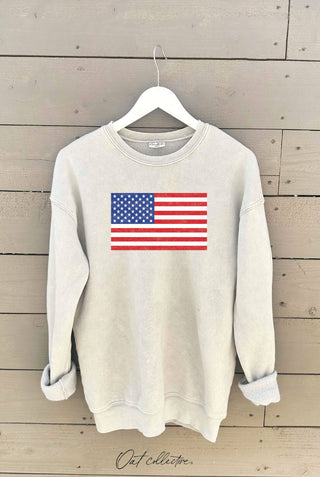 OAT COLLECTIVE - USA FLAG Mineral Graphic Sweatshirt
