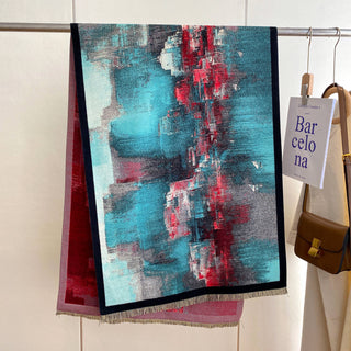 Winding River Teal & Red Reflections Reversible Wrap