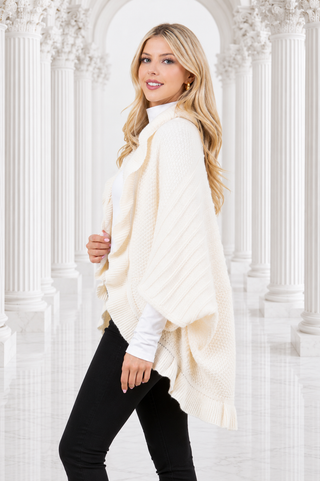 Designer House Ruffle Knit Open Front Wrap Vest