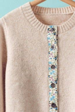 Urban Daizy - Floral Trim Wool Blend Cardigan