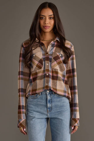 Brown, Blue & Pink Plaid Button-Up | Panache