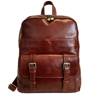brown MODARNO - Michelangelo backpack in high quality genuine cowhide leather