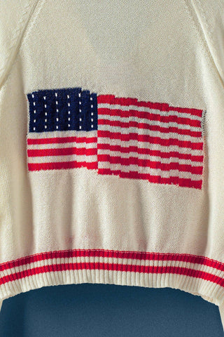 Patriotic American Flag Shawl Collar Cardigan Sweater- Urban Daizy