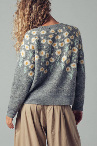 Urban Daizy - Daisy Embossed 3D Floral Knit Sweater