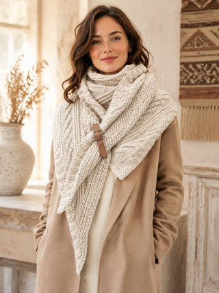 JC Sunny Buckle Triangle Shawl – Beige