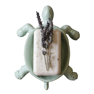 Distressed Aqua Cast Iron Turtle Soap Dish