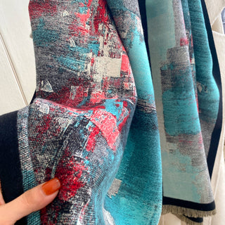 Winding River Teal & Red Reflections Reversible Wrap