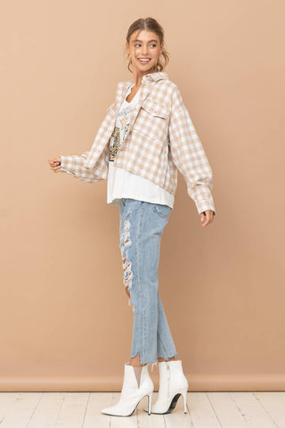 Blue B - 31857J - Yarn Dyed Brushed Crop Pocket Front Shirt Jacket