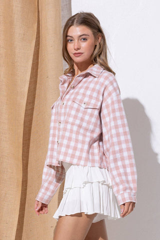 Blue B - 31857J - Yarn Dyed Brushed Crop Pocket Front Shirt Jacket