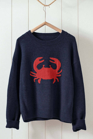 Urban Daizy - Crab Graphic Relaxed Knit Sweater