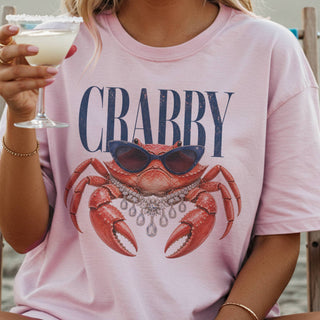 Preppy Crabby Sunglasses Graphic T-Shirt | Funny Coastal Beach Tee