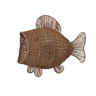 Large Hand-Woven Rattan Fish-Shaped Basket
