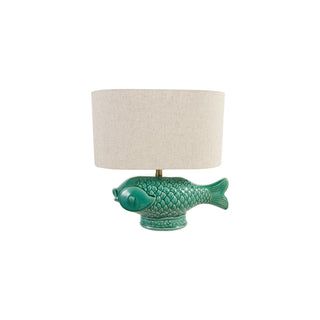 Vintage Reproduction Stoneware Fish Table Lamp