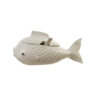 Stoneware Fish-Shaped Condiment Jars with Spoons – Set of 2