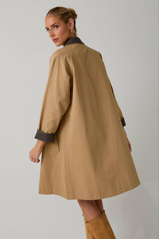 Tan & Black Contrast-Collar Trench Coat | Sunday Edition