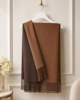 Designer House Reversible Two-Tone Fringe Shawl