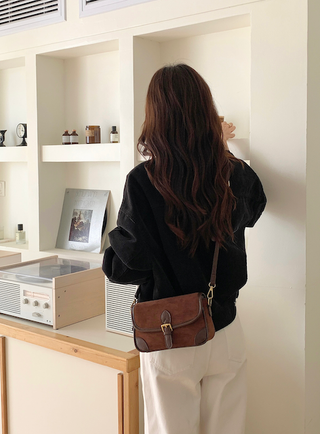 Suede-Like Microfiber Leather Shoulder/Crossbody Bag