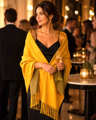 Designer House Reversible Two-Tone Fringe Shawl