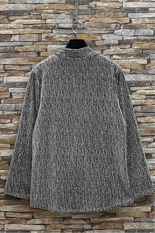 LOOWIE - ELBHS Italian One Size Holiday Shimmer Wrap Blouse Silver